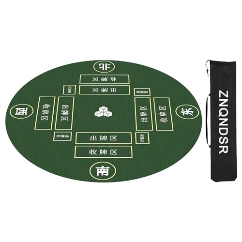 HTYRGHB Mahjong-Matte, rund, rutschfest, geräuschdämpfend, mit Aufbewahrungstasche, für Mahjong Poker (Grün, 100 cm) von HTYRGHB
