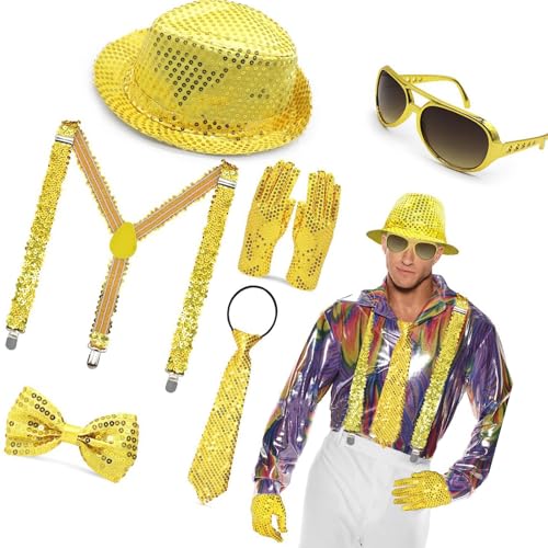 HUAANYA 5/6/7pcs Dances Star Kostüm 80s 90er Bühnenoutfits Für Geburtstag Halloween Cosplay Party Kostüme Pailletten Handschuhe Krawatte HUAANYA 5/6/7pcs Dances Star Kostüm 80s 90er Bühnenoutfits Für Geburtstag Halloween Cosplay Party Kostüme Pailletten Handschuhe Krawatte von HUAANYA