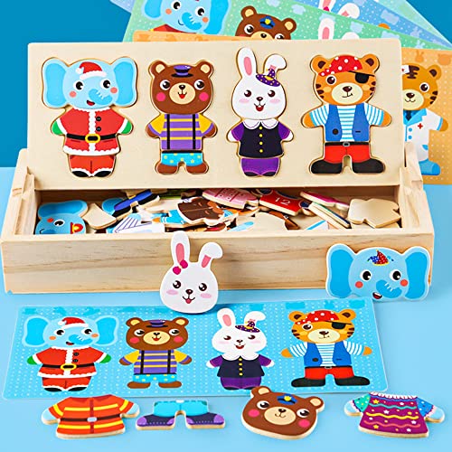 Dress Up Puzzle ab 3 Jahre Mädchen Junge Holzpuzzle Kinder Montessori Spielzeug ab 3 Jahre Geschenkideen von HUADADA
