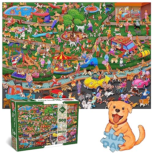 Fun Dogs Park Puzzle 500 Teile Erwachsene The Dogs Party 500 Teile Puzzle Erwachsene Geschenkideen von HUADADA