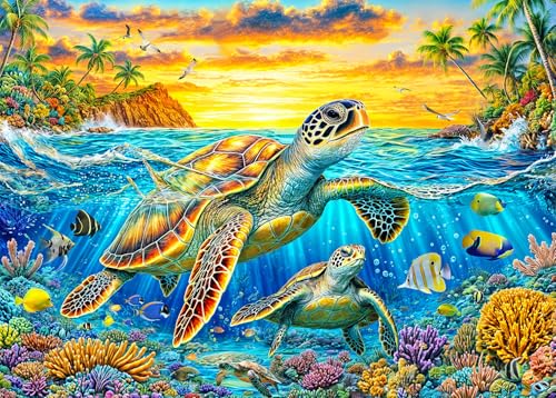 HUADADA 1000 Teile Puzzles für Erwachsene – Meeresschildkröte – Puzzles für Erwachsene und Kinder, 1000 Teile Lernspiele, Unterwasserwelt, bunte Puzzles für Heimdekoration HUADADA 1000 Teile Puzzles für Erwachsene – Meeresschildkröte – Puzzles für Erwachsene und Kinder, 1000 Teile Lernspiele, Unterwasserwelt, bunte Puzzles für Heimdekoration von HUADADA