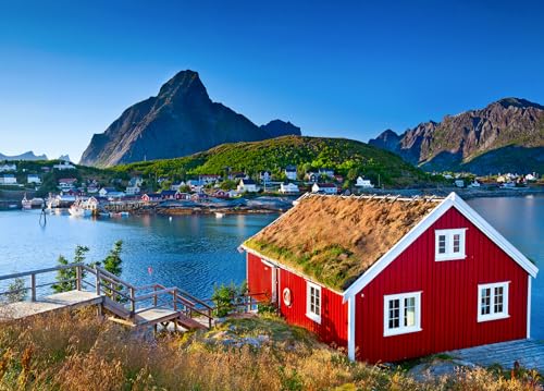 HUADADA Puzzle 1000 Teile für Erwachsene und Kinder, Impossible Game, Puzzles-Geschenk, Clevere Rätsel, Puzzles Farbenfrohes, Puzzle mit Norwegen Lofoten-Motiv von HUADADA