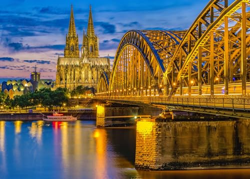 HUADADA Puzzle 1000 Teile für Erwachsene und Kinder - Impossible Puzzle, Geschenk, Geschicklichkeitsspiele, Clevere Rätsel, Farbenfrohes Köln-Motiv von HUADADA