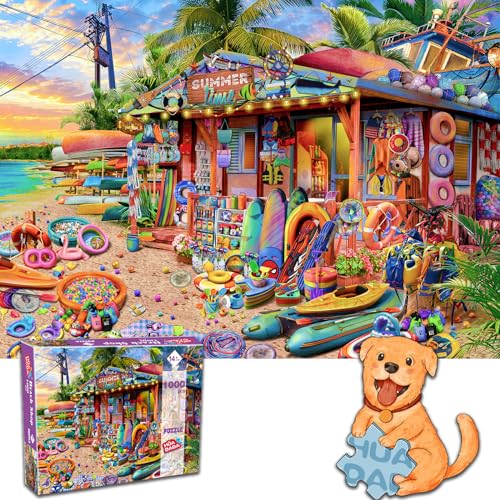 HUADADA Puzzle 1000 Teile, 1000 Teile Puzzle für Erwachsene und Kinder ab 14 Jahren, Impossible Puzzle, Puzzle-Geschenk, Clevere Rätsel, Puzzle Farbenfrohes, Puzzle mit Beach Shop-Motiv von HUADADA