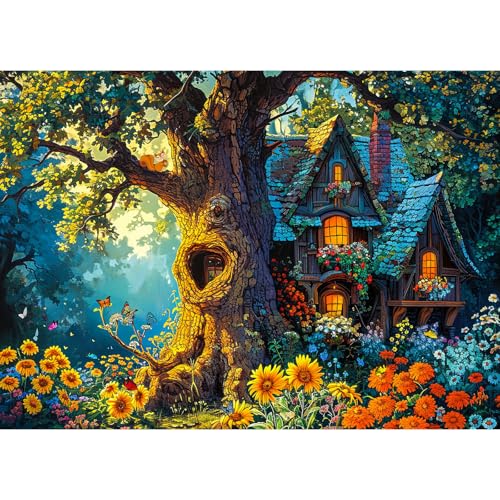 HUADADA Puzzle 1000 Teile, Puzzle Erwachsene, 1000 Teile Puzzle für Erwachsene, Impossible Puzzle, Puzzle-Geschenk, Clevere Rätsel, Puzzle Farbenfrohes, Puzzle mit Wunderbares Baumhaus-Motiv HUADADA Puzzle 1000 Teile, Puzzle Erwachsene, 1000 Teile Puzzle für Erwachsene, Impossible Puzzle, Puzzle-Geschenk, Clevere Rätsel, Puzzle Farbenfrohes, Puzzle mit Wunderbares Baumhaus-Motiv von HUADADA
