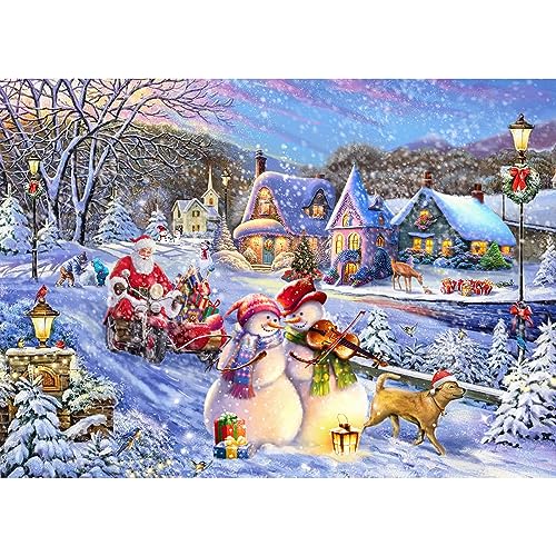 HUADADA Puzzle 1000 Teile für Erwachsene, Impossible Puzzle, Geschicklichkeitsspiel für Die Ganze Familie, Frohe Weihnachten-Motiv von HUADADA