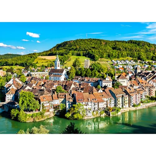 HUADADA Puzzle 1000 Teile für Erwachsene und Kinder - Impossible Puzzle, Clevere Rätsel, Farbenfrohes Geschenk Mit Laufenburg-Motiv von HUADADA
