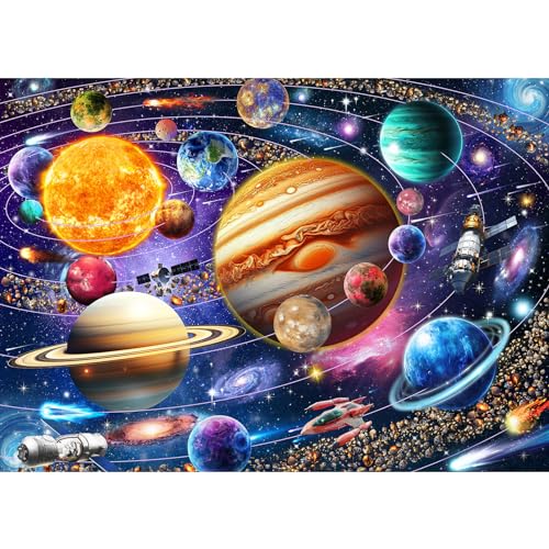 HUADADA Puzzle 1000 Teile für Erwachsene und Kinder - Impossible Puzzle, Clevere Rätsel, Farbenfrohes Sonnensystem-Motiv - Geschenkidee von HUADADA