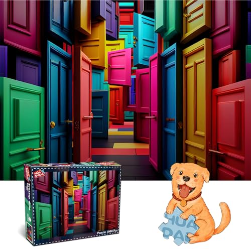 HUADADA Puzzle 1000 Teile, Puzzle für Erwachsene, Impossible Puzzle, Geschicklichkeitsspiel für die ganze Familie, Puzzle-Geschenk, Puzzle Farbenfrohes-Puzzle mit Seltsame Welt Tür-Motiv von HUADADA