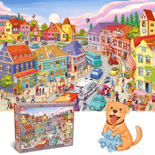 HUADADA Puzzle 1000 Teile, Puzzle für Erwachsene, Impossible Puzzle, Geschicklichkeitsspiel für die ganze Familie,Puzzle Farbenfrohes,Puzzle-Geschenk-Puzzle mit Glückliches Leben-Motiv von HUADADA