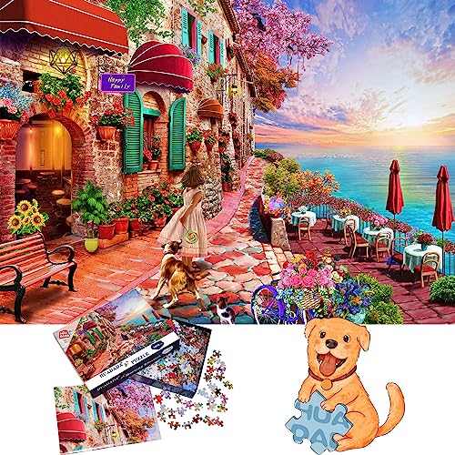 HUADADA Puzzle 1000 Teile, Puzzle für Erwachsene, Impossible Puzzle, Geschicklichkeitsspiel für die ganze Familie,Puzzle Farbenfrohes,Puzzle-Geschenk,Morgenblume und Meer von HUADADA
