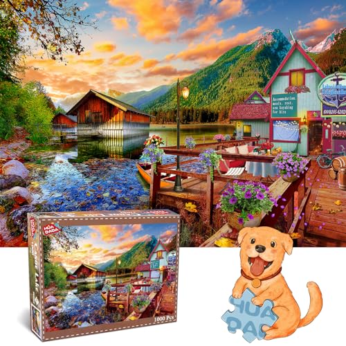 HUADADA Puzzle 1000 Teile, Puzzle für Erwachsene, Impossible Puzzle, Puzzle-Geschenk, Geschicklichkeitsspiel für die ganze Familie,Puzzle Farbenfrohes,Canoe Lake von HUADADA