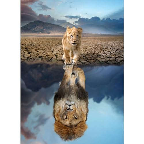 HUADADA Puzzle 1000 Teile für Erwachsene, Impossible Puzzle-Geschenk, Geschicklichkeitsspiele, Clevere Rätsel, Farbenfrohes Motiv Mit Selbstbewusstem König der Löwen von HUADADA