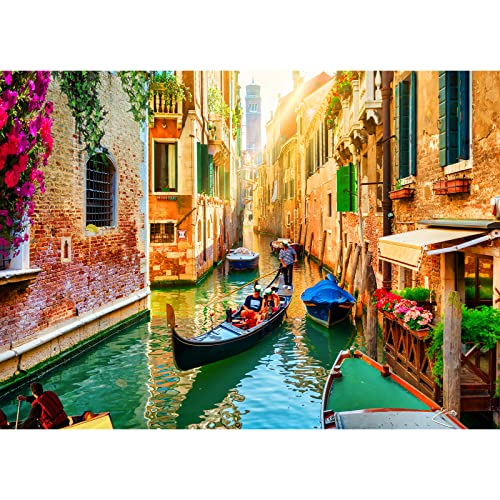 HUADADA Puzzle 1000 Teile,Puzzle für Erwachsene, Impossible Puzzle, Geschicklichkeitsspiel für die ganze Familie,Puzzle farbenfrohes Legespiel-Die Landschaft des schönen Kanals von Venedig… von HUADADA