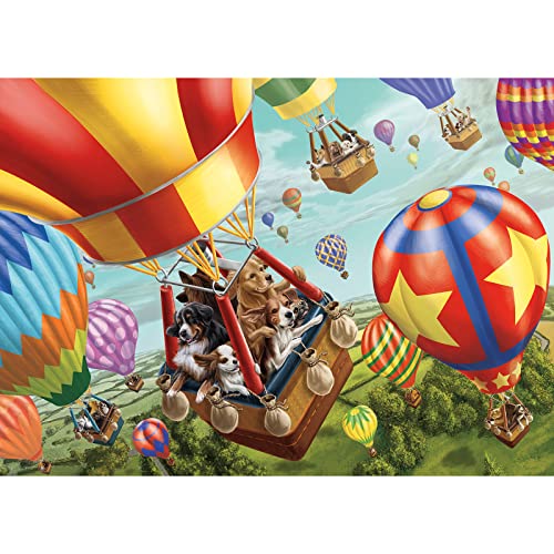 HUADADA Puzzle 1000 Teile,Puzzle für Erwachsene, Impossible Puzzle, Geschicklichkeitsspiel für die ganze Familie,Puzzle farbenfrohes Legespiel-Hund sitzt im Heißluftballon .Home Dekoration Puzzle… von HUADADA