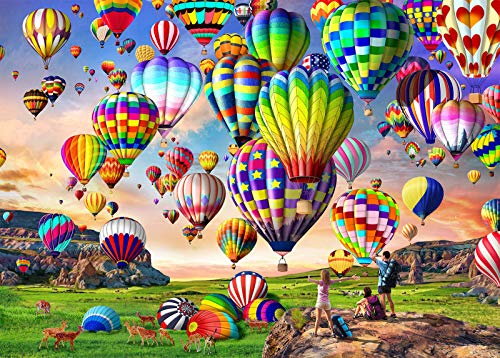 Puzzle 1000 Teile für Erwachsene, Geschicklichkeitsspiel für die ganze Familie,Puzzle farbenfrohes Legespiel- Bunter Heißluftballon von HUADADA