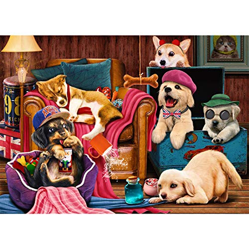 HUADADA Puzzle 1000 Teile,Puzzle Erwachsene, Impossible Geschicklichkeitsspiel für Die Ganze Familie, Farbenfrohes Legespie-Haustier Hund von HUADADA