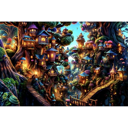HUADADA Puzzle 1000 Teile-Fantasie Baumhaus, Premium Quality, 1000 Teile Puzzle für Erwachsene und Kinder ab 14 Jahren HUADADA Puzzle 1000 Teile-Fantasie Baumhaus, Premium Quality, 1000 Teile Puzzle für Erwachsene und Kinder ab 14 Jahren von HUADADA