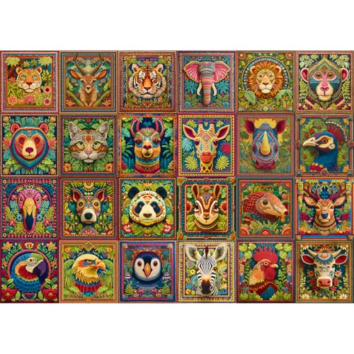 HUADADA Puzzle 1000 Teile-Puzzle 1000 Teile Erwachsene-Gestrickte Tiere Klassische Puzzles Geschenk von HUADADA