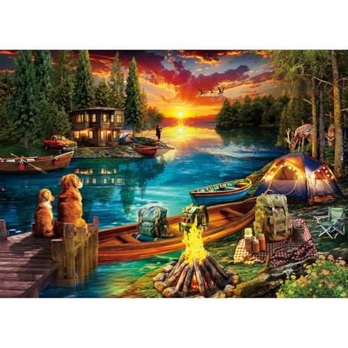 HUADADA Puzzle 1000 Teile-Puzzle 1000 Teile Erwachsene-Wildnis am Seeufer Klassische Puzzles Geschenk von HUADADA