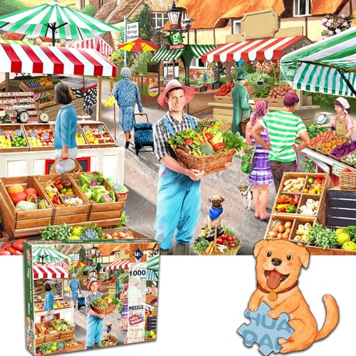 HUADADA Puzzle 1000 Teile, Puzzle für Erwachsene, Impossible Puzzle, Geschicklichkeitsspiel für die ganze Familie, Puzzle Erwachsene, Puzzle Farbenfrohes, Puzzle-Geschenk, Puzzle mit Agrarmarkt-Motiv von HUADADA