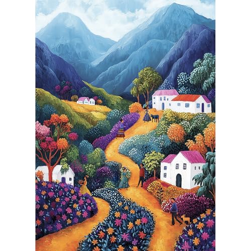 HUADADA Puzzle 1000 Teile buntes Dorf,Puzzle für Erwachsene und Kinder ab 14 Jahren-EIN Herausforderndes Rätsel von HUADADA