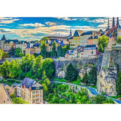 HUADADA Puzzle 1000 Teile für Erwachsene und Kinder, Impossible Game, Puzzles-Geschenk, Clevere Rätsel, Puzzles Farbenfrohes, Puzzle mit Luxemburg-Motiv von HUADADA