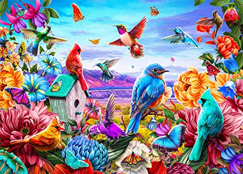 HUADADA Puzzle 500 Teile, Puzzle für Erwachsene, Impossible Puzzle, Geschicklichkeitsspiel für die ganze Familie, Puzzle Farbenfrohes, Puzzle-Geschenk, Puzzle mit Vögel und Blumen-Motiv von HUADADA
