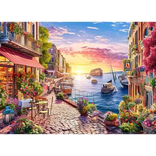HUADADA Puzzle für Erwachsene, 1000, Puzzles für Erwachsene, Familien-Puzzle-Spiel, Geburtstagsgeschenke. Herausforderung mit hohem Schwierigkeitsgrad, charmante Straßenszene von HUADADA