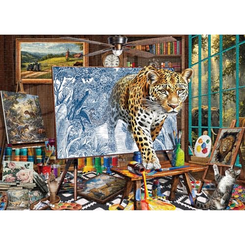 HUADADA Puzzle für Erwachsene, 1000 Stück, Familien-Puzzle-Spiel, 1000-teiliges Puzzle für Erwachsene, Geschenke, Puzzle-Spiel für die ganze Frau, Geschenke für Herren: Mächtiger Leopard von HUADADA
