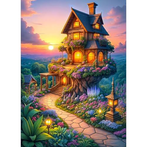 HUADADA Puzzle für Erwachsene, 1000 Stück, Familien-Puzzle-Spiel, Geburtstagsgeschenke, 1000-teiliges Puzzle für Erwachsene, Herausforderung mit hohem Schwierigkeitsgrad, Märchenhaus von HUADADA