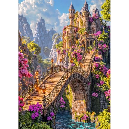 HUADADA Puzzle für Erwachsene, 1000 Teile, exklusiv bei Amazon, 1000 Teile, Puzzles für Erwachsene, Bergschloss von HUADADA