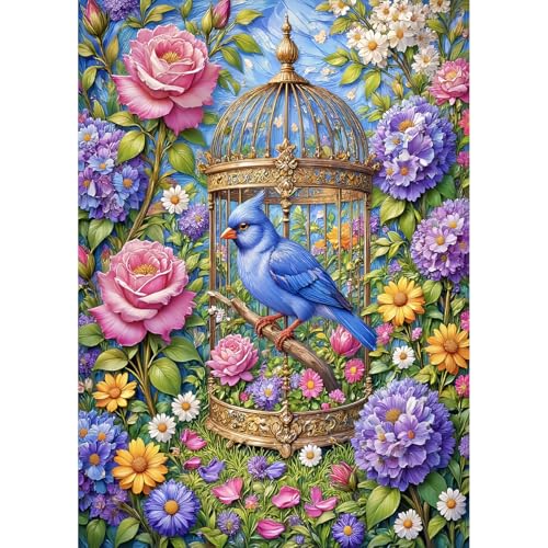 HUADADA Puzzle für Erwachsene, 1000 Teile, exklusiv bei Amazon, 1000 Teile, Puzzles für Erwachsene, Blühende Blumen im Käfig von HUADADA
