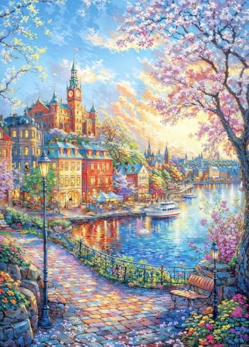 HUADADA Puzzle für Erwachsene, 1000 Teile, exklusiv bei Amazon, 1000 Teile Puzzles für Erwachsene, Chunri Town von HUADADA