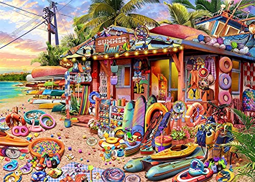 HUADADA Puzzles für Erwachsene, 1000 Teile, Familienpuzzle, Strandladen, Landschafts-Puzzle, 70 x 50 cm von HUADADA