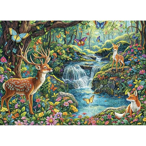 HUADADA Puzzles für Erwachsene, 1000 Teile, exklusiv bei Amazon, 1000 Teile, Puzzles für Erwachsene, Wald, Hirsch HUADADA Puzzles für Erwachsene, 1000 Teile, exklusiv bei Amazon, 1000 Teile, Puzzles für Erwachsene, Wald, Hirsch von HUADADA