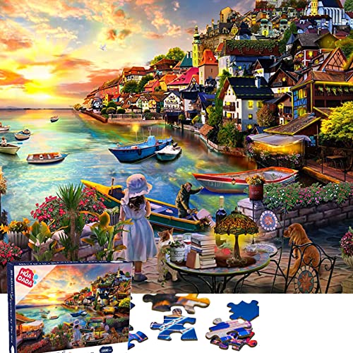 Huadada Puzzle 1000 Teile,Puzzle füR Erwachsene Kinder Schwierig Kunst GemäLde Landschaft Fantasy Puzzle farbenfrohes Legespiel-Aurora in Norwegen Jigsaw Puzzle Kinder von HUADADA