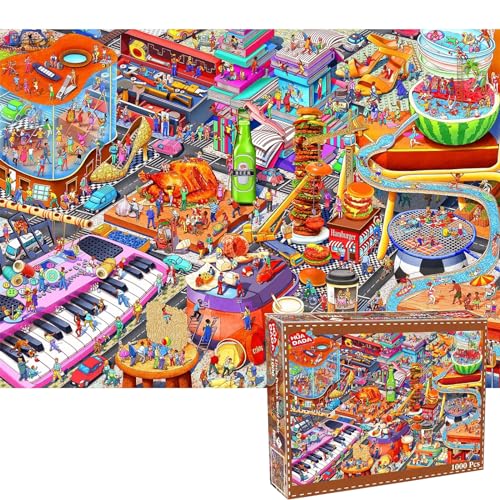 Puzzle 1000 Teile, 1000 Teile Puzzle für Erwachsene und Kinder, Impossible Puzzle, Puzzle-Geschenk, Clevere Rätsel, Puzzle Farbenfrohes (Little People's World Party) von HUADADA