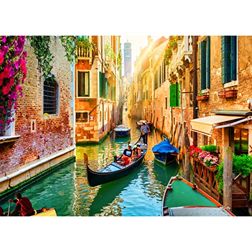 1000 Teile Puzzle Erwachsene, Impossible Geschicklichkeitsspiel für Die Ganze Familie, Farbenfrohes Legespiel - Kanal in Venedig, Home Dekoration von HUADADA