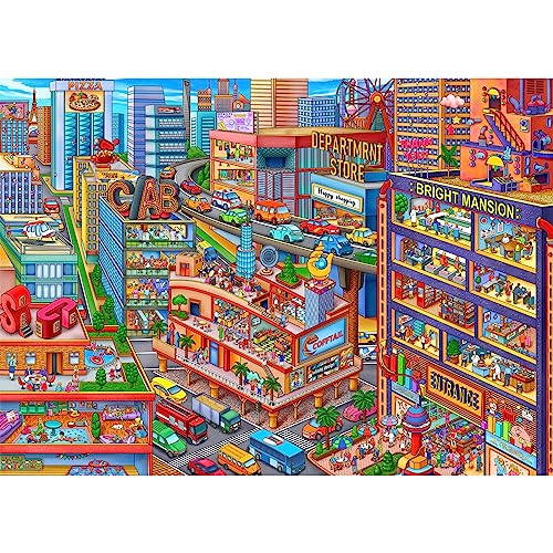 1000 Teile Puzzle Erwachsene, Impossible Geschicklichkeitsspiel für die Ganze Familie - Farbenfrohes Legespiel Geschäftszentrum, Home Dekoration von HUADADA