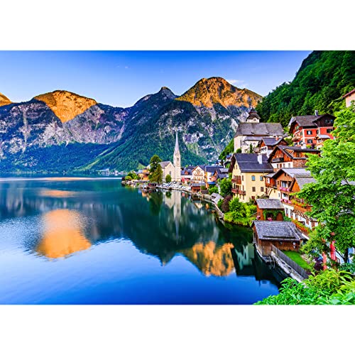 1000 Teile Puzzle Erwachsene - Impossible Geschicklichkeitsspiel für die Ganze Familie - Farbenfrohes Legespiel Hallstatt Village - Home Dekoration von HUADADA