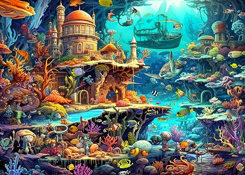 Puzzle 1000 Teile für Erwachsene, Puzzle farbenfrohes Legespiel, Wunderlicher Meeresboden von HUADADA