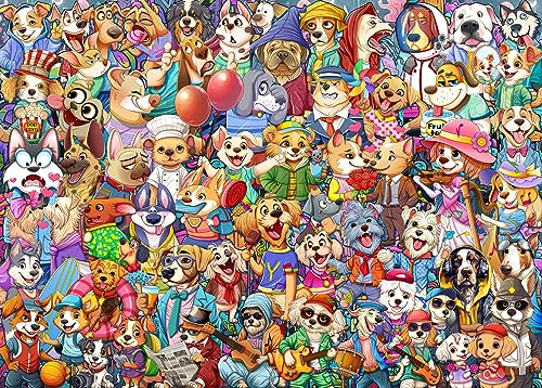 Puzzle 1000 Teile,Puzzle für Erwachsene, Impossible Puzzle,Puzzle farbenfrohes Legespiel,kreative, Einzigartige Hunde. von HUADADA