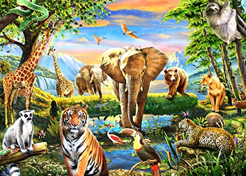 Puzzle 1000 Teile,Puzzle für Erwachsene,Impossible Puzzle,Puzzle farbenfrohes Legespiel,Geschicklichkeitsspiel für die ganze Familie, Geschenke für männer/Frauen-Safari Tier. von HUADADA