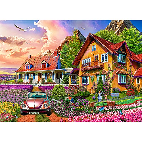 Puzzle 1000 Teile für Erwachsene,Impossible Puzzle, Geschicklichkeitsspiel für die ganze Familie- Garten Villa von HUADADA