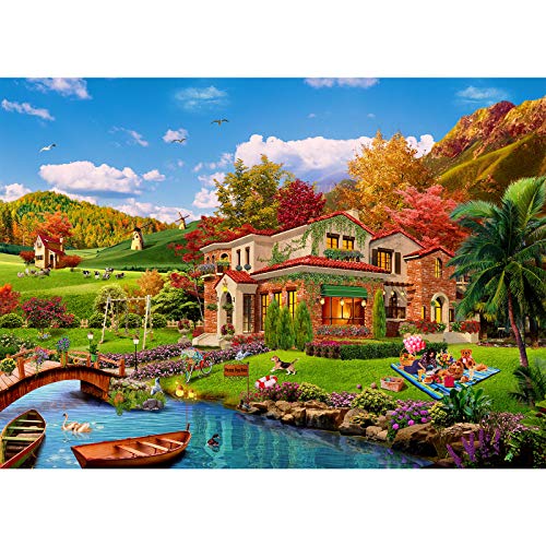 Puzzle 1000 Teile,Puzzle für Erwachsene,Impossible Puzzle, farbenfrohes Legespiel,Erwachsenenpuzzle ab 14 Jahren-Romantisches Ferienhäuser-Geschenke für männer/Frauen. von HUADADA