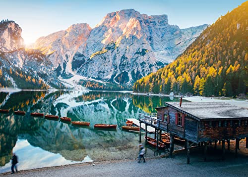 Puzzle 1000 Teile,Puzzle für Erwachsene,Impossible Puzzle,Puzzle farbenfrohes Legespiel-Braies Lake,Italy.Berühmter See in den Dolomiten,1000 Puzzle Home Dekoration Puzzle. von HUADADA