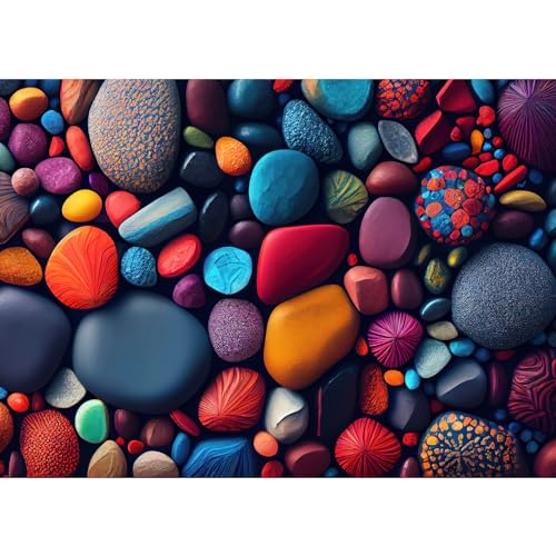 Puzzle 1000 Teile,Puzzle für Erwachsene,Unmögliches Rätsel,High Difficulty Familienpuzzle,Buntes Geschicklichkeitsrätselspiel-Colorful Stones von HUADADA