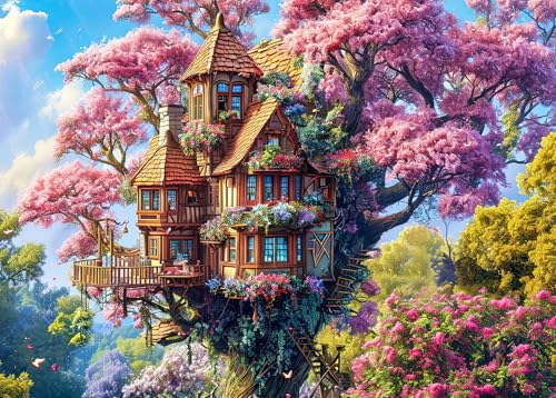 Puzzle 1000 Teile für Erwachsene, klassisches Lernspiel-Blumenbaum-Wunderschönes Dekoration Puzzle Geschenke von HUADADA