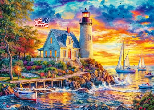 Puzzle 1000 Teile für Erwachsene, klassisches Lernspiel-Leuchtturm-Wunderschönes Dekoration Puzzle Geschenke von HUADADA